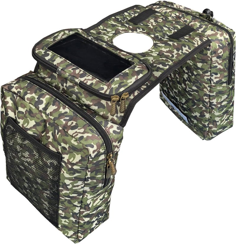 Vanlison ATV Tank Bag Saddle Bag Waterproof Motorcycle Bag Compatible with Snowmobile Sportsman Scrambler FourTrax Grizzly UTV Hanging Storage Bag Camo Green - Image 1